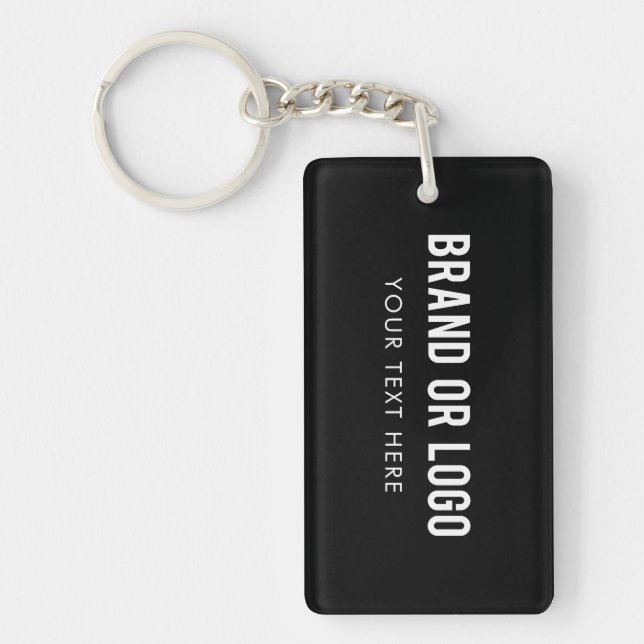 Black Professional Business Company Logo Black Keychain (Front)