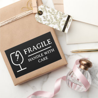 Black Professional Fragile Handle With Care Sticker