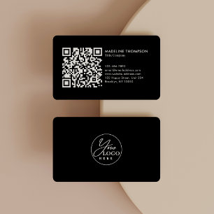 Black Professional Generic Company Logo QR Code Business Card