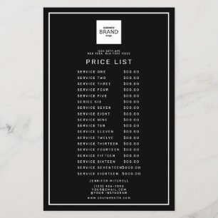 Black Professional Logo Beauty Price Service List Flyer