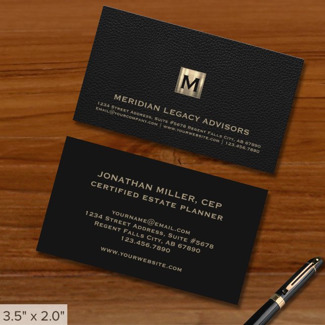 Black Professional Luxury Initial Logo Business Card (Creator Uploaded)