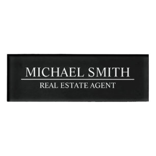 Black Professional Personalized  Name Tag
