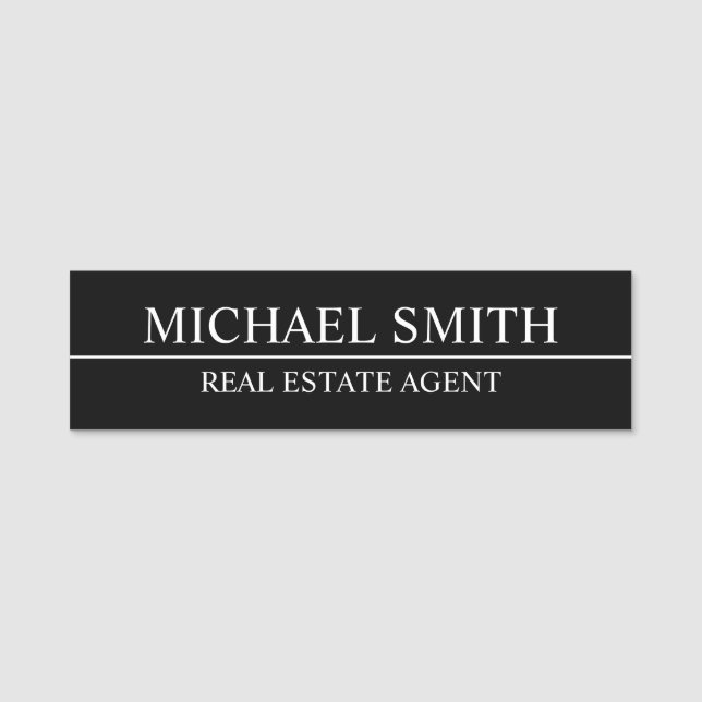 Black Professional Personalized  Name Tag (Front)