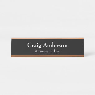 Black Professional Plain Classical Elegant Desk Name Plate