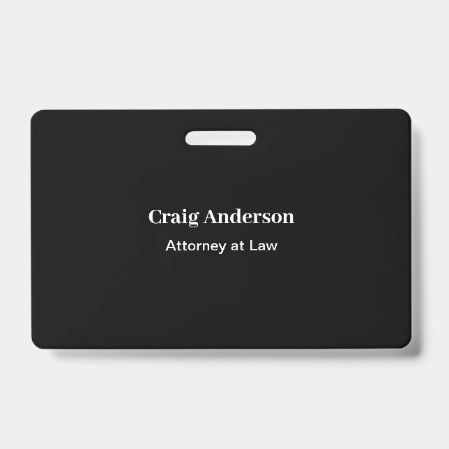 Black Professional Plain Modern Elegant Badge (Front)
