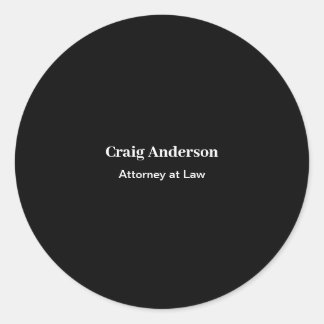 Black Professional Plain Modern Elegant Classic Round Sticker
