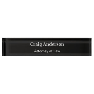 Black Professional Plain Modern Elegant Nameplate