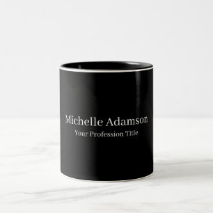 Black Professional Plain Modern Two-Tone Coffee Mug