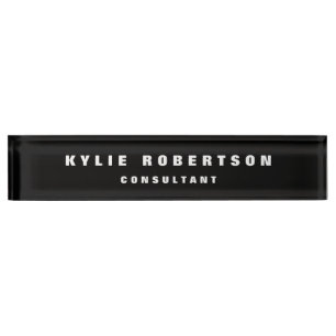 Black Professional Trendy Modern Nameplate