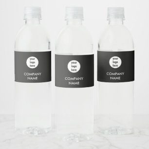 Black Promotional Business Company Logo Text Name Water Bottle Label