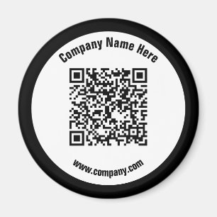 Black Promotional Business Name QR Code  Magnet
