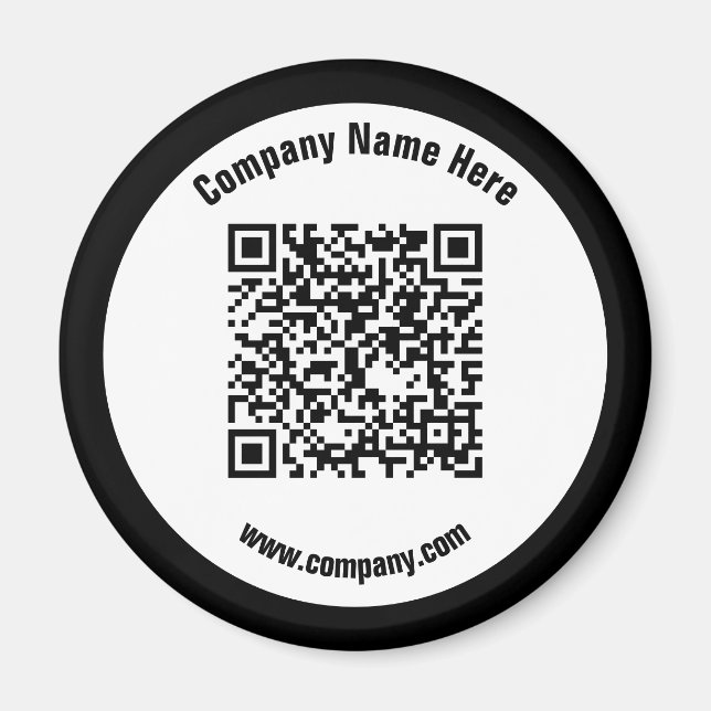 Black Promotional Business Name QR Code  Magnet (Front)