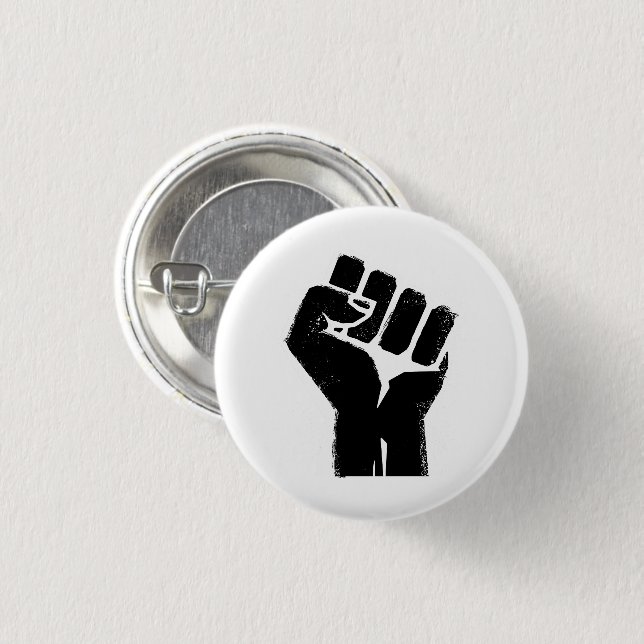 Black Protest Fist 1 Inch Round Button (Front & Back)