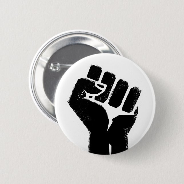 Black Protest Fist 2 Inch Round Button (Front & Back)