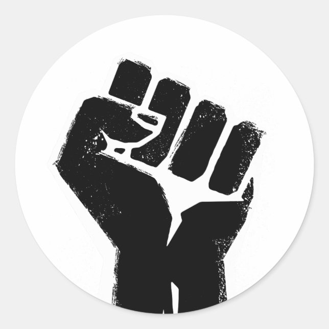 Black Protest Fist Classic Round Sticker (Front)