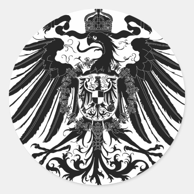 Black Prussian Eagle Classic Round Sticker (Front)
