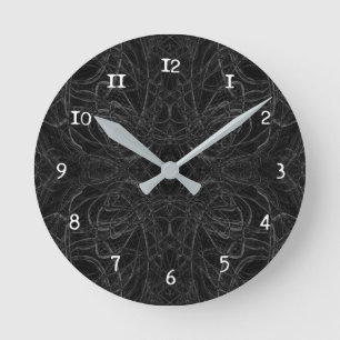 Black psychedelic pattern round clock