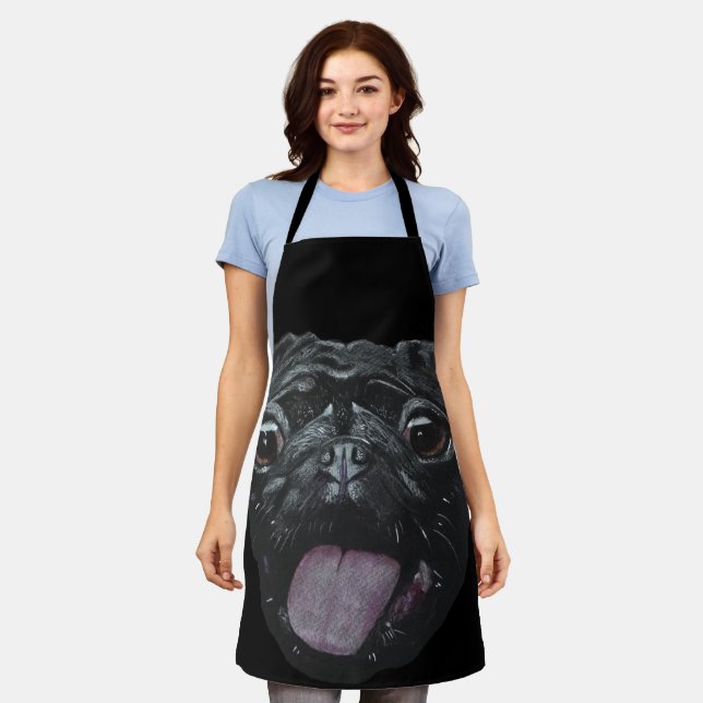 Black Pug  Apron (Worn)