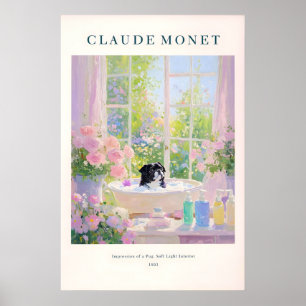 Black Pug Bathroom Print Monet Style French
