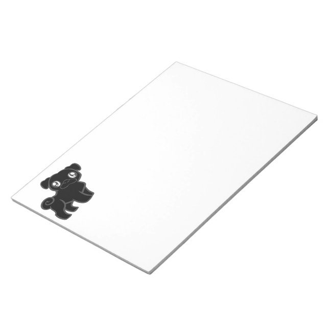 black pug cartoon notepad (Angled)