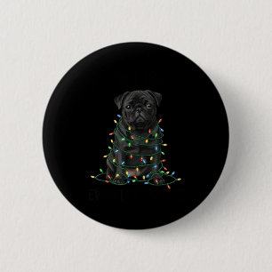 Black Pug Christmas I'm Fine Everything Is Fine  2 Inch Round Button