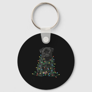 Black Pug Christmas I'm Fine Everything Is Fine Keychain