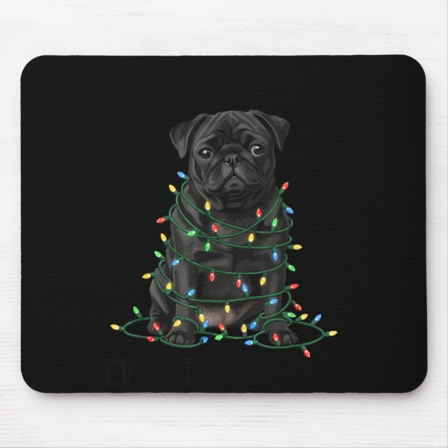 Black Pug Christmas I'm Fine Everything Is Fine  Mouse Pad (Front)