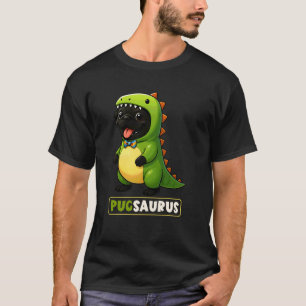 Black Pug Dinosaur Costume Pugsaurus Trex Mom Dad T-Shirt