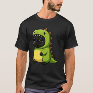 Black Pug Dinosaur Costume Trex Animal Lover Mom D T-Shirt