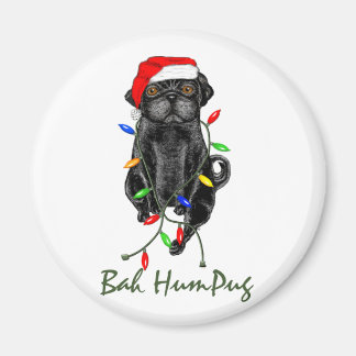 Black Pug Dog Bah Humpug Funny Christmas Magnet