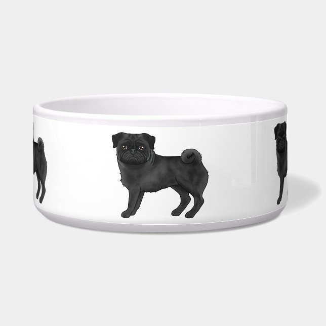 Black Pug Dog Breed Mops Illustrated Cartoon Dogs (Front)