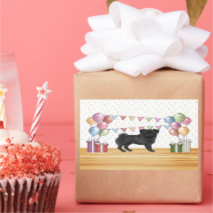 Black Pug Dog Colourful Pastel Birthday Balloons Sticker