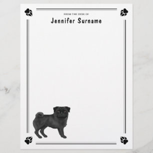 Black Pug Dog Cute Mops Dog Breed Design Letterhead