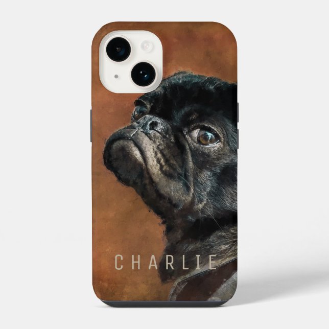 Black Pug Dog iPhone Case (Back)