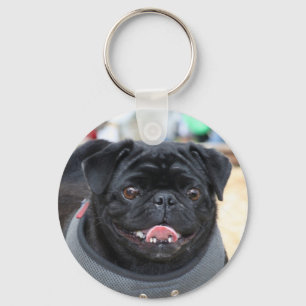 Black Pug Dog Keychain