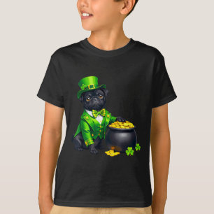Black pug dog leprechaun shamrocks st patrick's T-Shirt