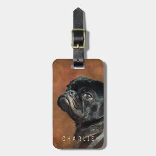 Black Pug Dog Luggage Tag