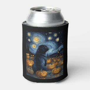 Black Pug dog of van gogh starry night halloween F Can Cooler