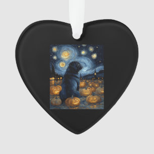 Black Pug dog of van gogh starry night halloween F Ornament