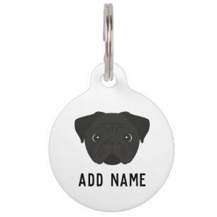 Black Pug Dog Pet Tag