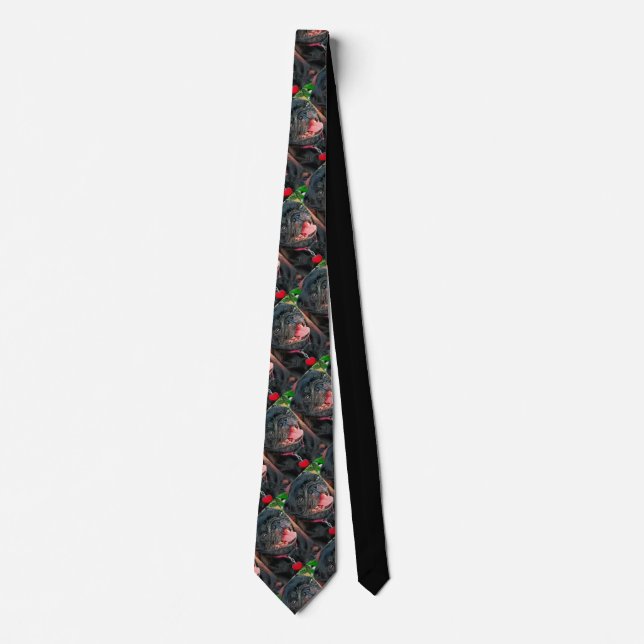 Black Pug Dog Tie (Front)