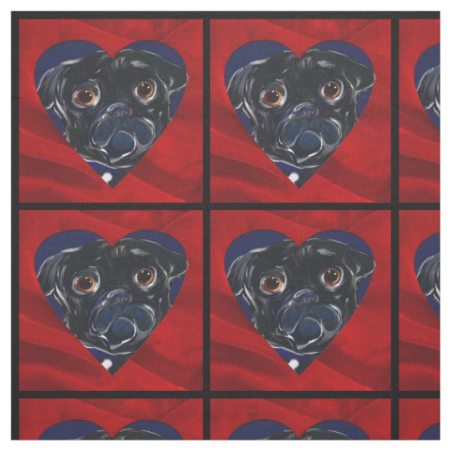 Black Pug Fabric (Swatch)
