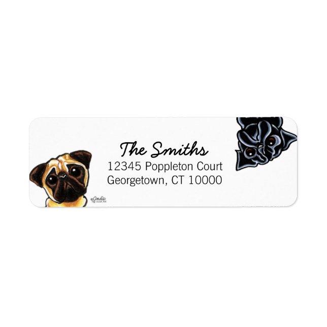 Black Pug Fawn Pug Up Down Custom Colour (Front)