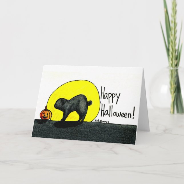 Black Pug Halloween Card (Front)