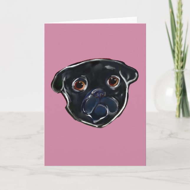 Black Pug Holiday Card (Front)