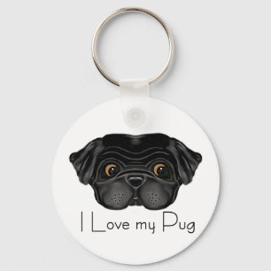 Black Pug Keychain