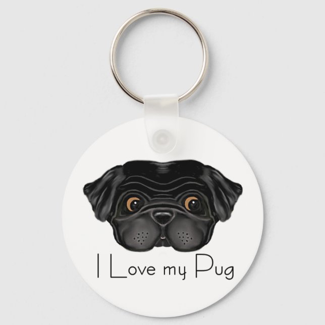 Black Pug Keychain (Front)