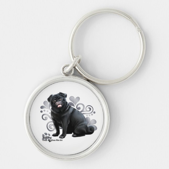 Black Pug Keychain (Front)
