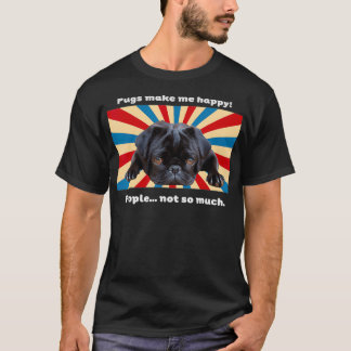 Black Pug Looking Sadly Cute Design For Pug Owners T-Shirt