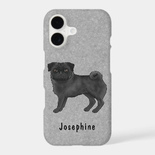 Black Pug Mops Dog Breed Illustration With A Name